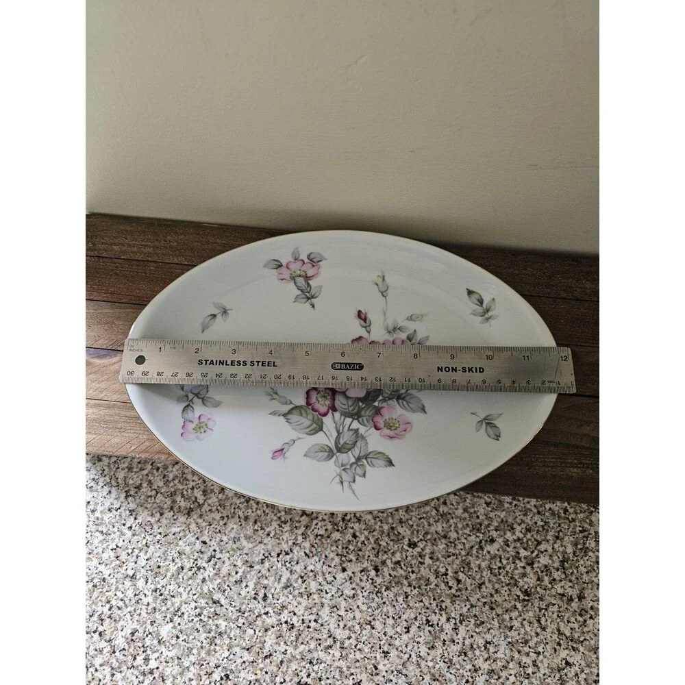 Harvan Fine China Oval Serving Platter Pattern Prim Rose 11.75 Inches